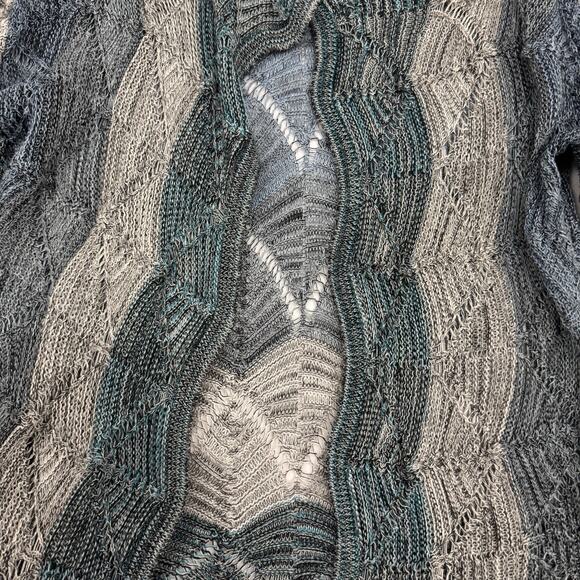 Vtg Y2K Crochet Cardigan Small Blue Gray Teal Fairy Grunge Witchy Long Sleeve - Picture 2 of 8